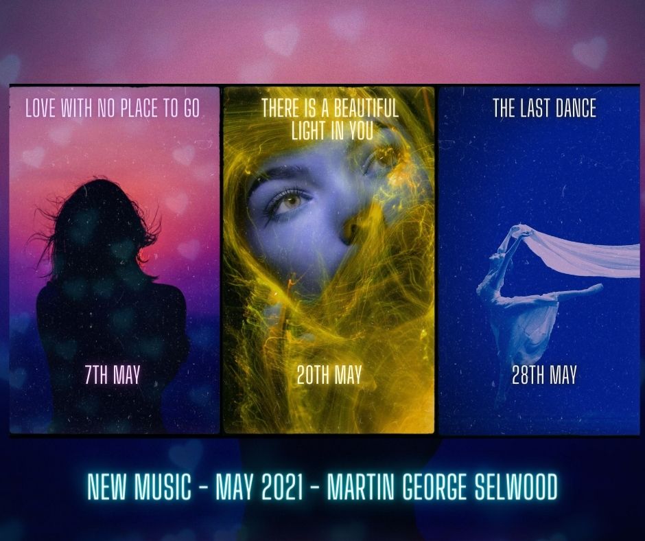 3 panel image showing the artwork for upcoming music releases by Martin George Selwood